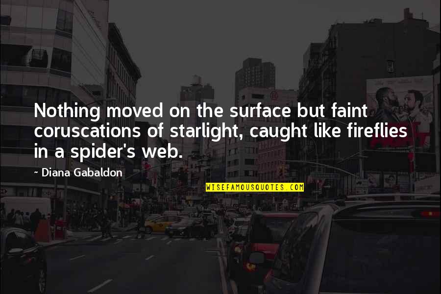 Spider Quotes By Diana Gabaldon: Nothing moved on the surface but faint coruscations