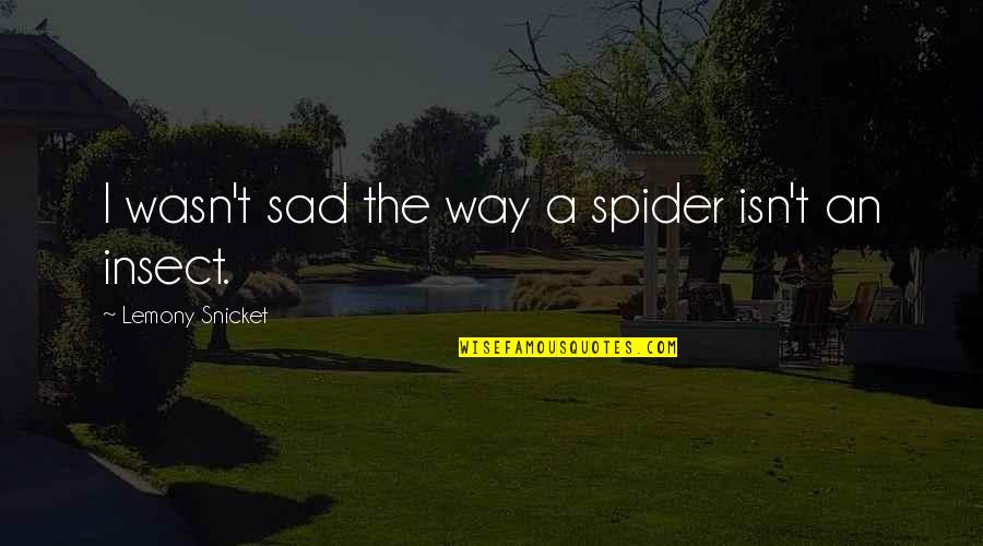 Spider Quotes By Lemony Snicket: I wasn't sad the way a spider isn't