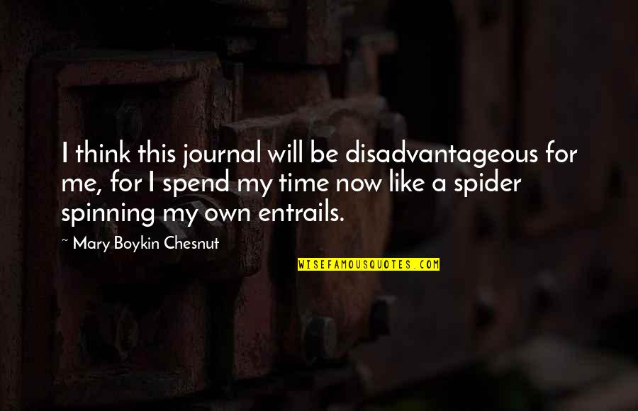 Spider Quotes By Mary Boykin Chesnut: I think this journal will be disadvantageous for