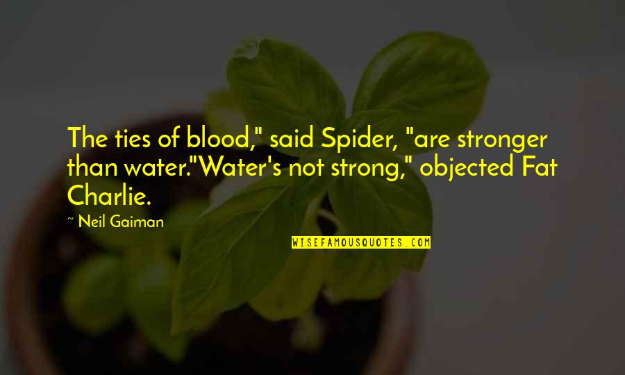 Spider Quotes By Neil Gaiman: The ties of blood," said Spider, "are stronger