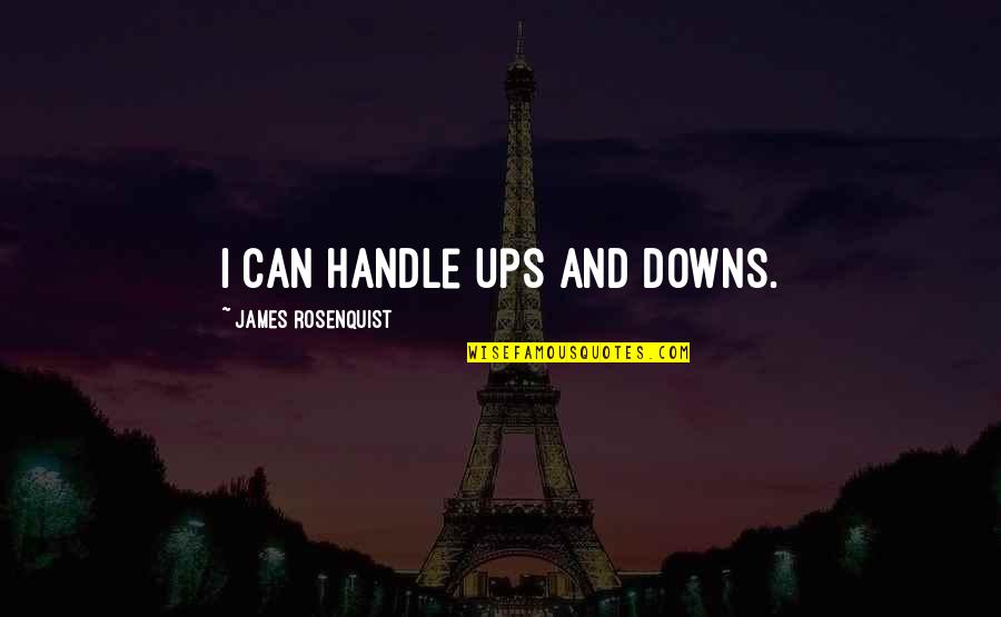 Spiderkind Quotes By James Rosenquist: I can handle ups and downs. Spiderkind Quotes By James Rosenquist: I can handle ups and downs.