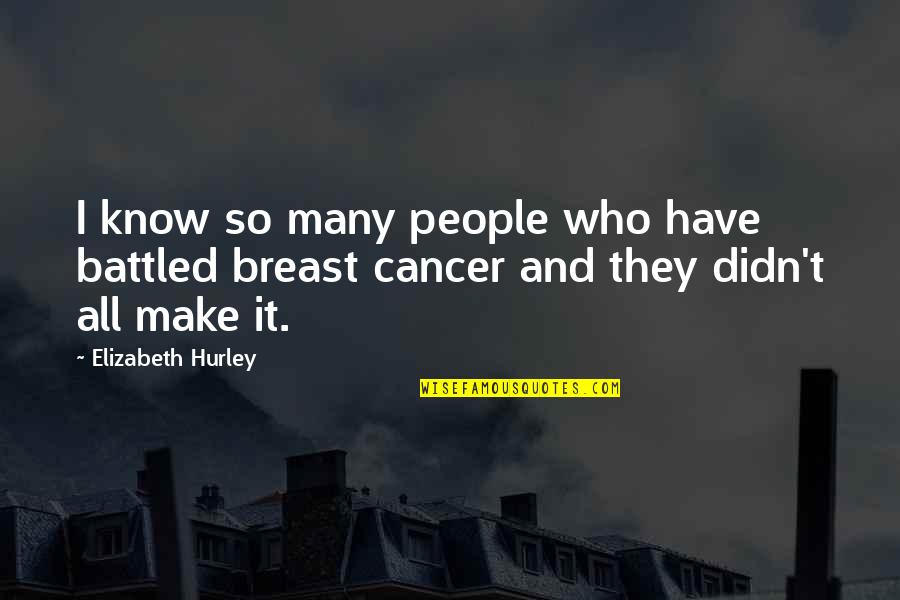 Spiderpaws Quotes By Elizabeth Hurley: I know so many people who have battled