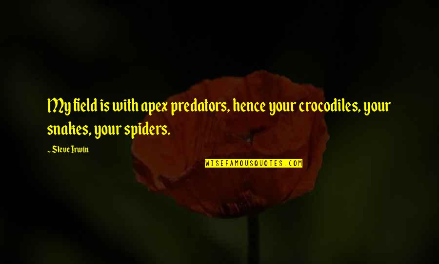 Spiders Quotes By Steve Irwin: My field is with apex predators, hence your