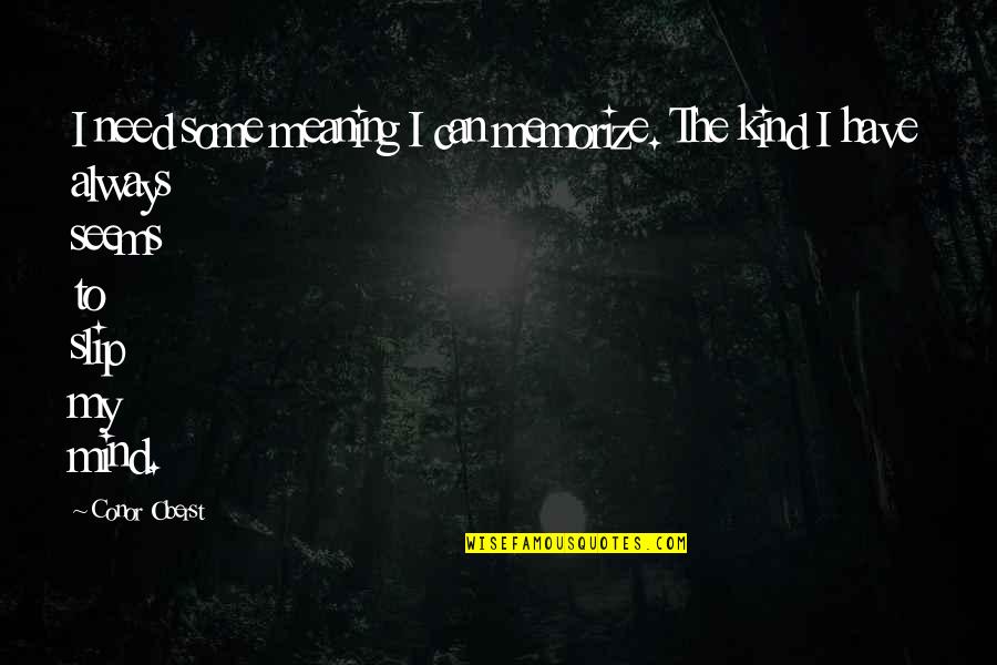 Spiderwick Quotes By Conor Oberst: I need some meaning I can memorize. The