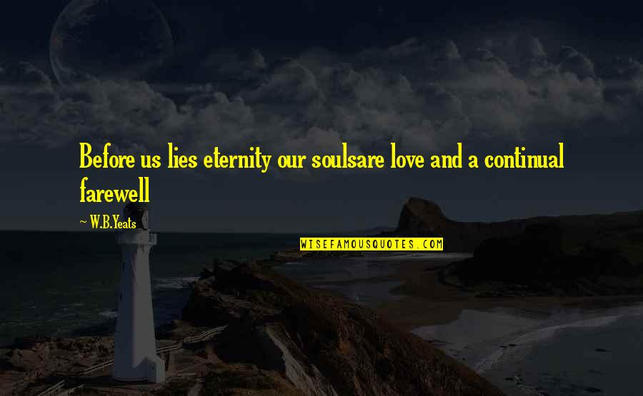 Spiekermann Travel Quotes By W.B.Yeats: Before us lies eternity our soulsare love and