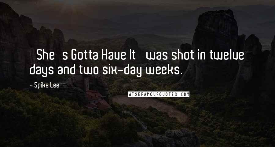 Spike Lee quotes: 'She's Gotta Have It' was shot in twelve days and two six-day weeks.