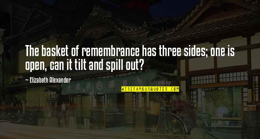 Spill Quotes By Elizabeth Alexander: The basket of remembrance has three sides; one