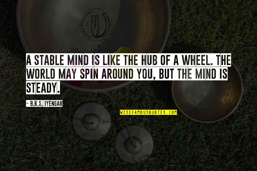 Spin My World Around Quotes By B.K.S. Iyengar: A stable mind is like the hub of