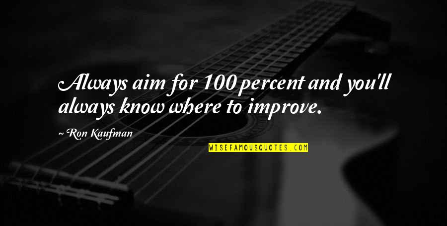 Spinardi Rap Quotes By Ron Kaufman: Always aim for 100 percent and you'll always