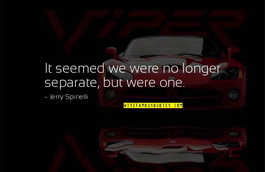Spinelli Quotes By Jerry Spinelli: It seemed we were no longer separate, but Spinelli Quotes By Jerry Spinelli: It seemed we were no longer separate, but
