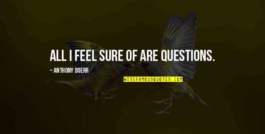 Spinergy Quotes By Anthony Doerr: All I feel sure of are questions.
