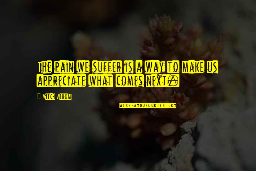 Spintowel Quotes By Mitch Albom: The pain we suffer is a way to