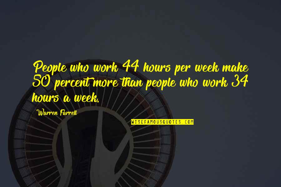 Spinwell Quotes By Warren Farrell: People who work 44 hours per week make Spinwell Quotes By Warren Farrell: People who work 44 hours per week make