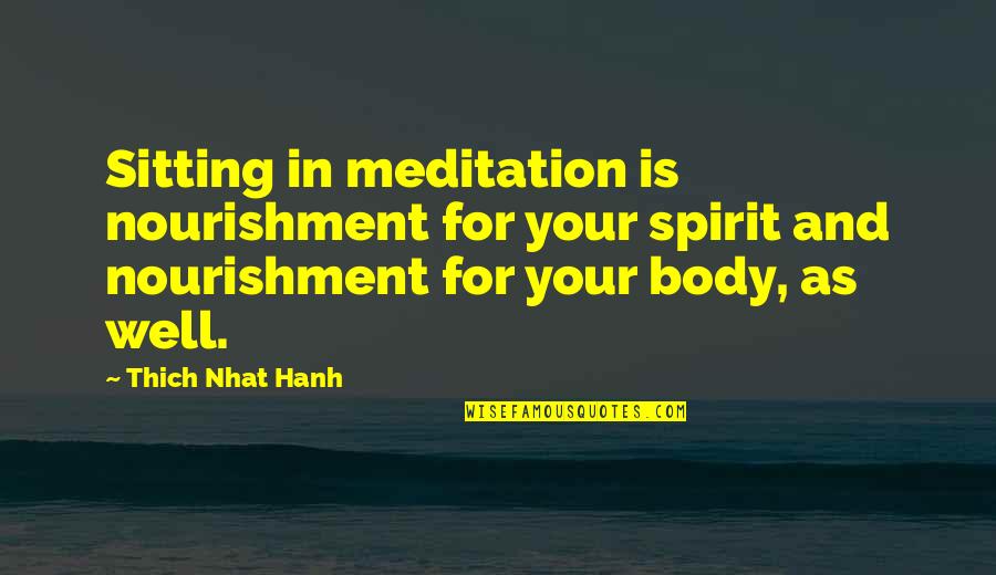 Spirit Body Quotes By Thich Nhat Hanh: Sitting in meditation is nourishment for your spirit