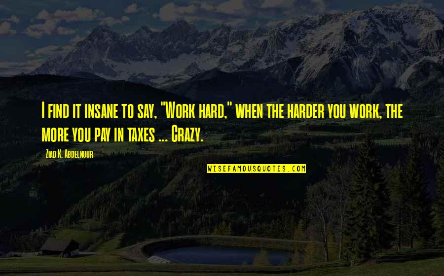 Spirit Cimarron Quotes By Ziad K. Abdelnour: I find it insane to say, "Work hard,"