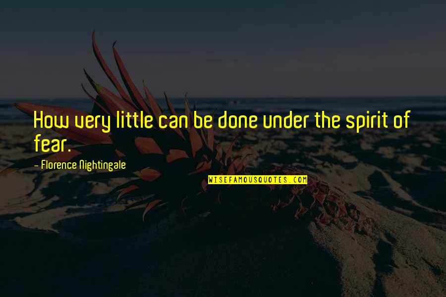 Spirit Of Fear Quotes By Florence Nightingale: How very little can be done under the