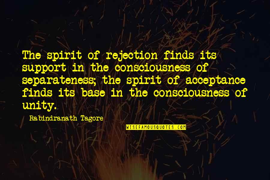 Spirit Of Unity Quotes By Rabindranath Tagore: The spirit of rejection finds its support in Spirit Of Unity Quotes By Rabindranath Tagore: The spirit of rejection finds its support in