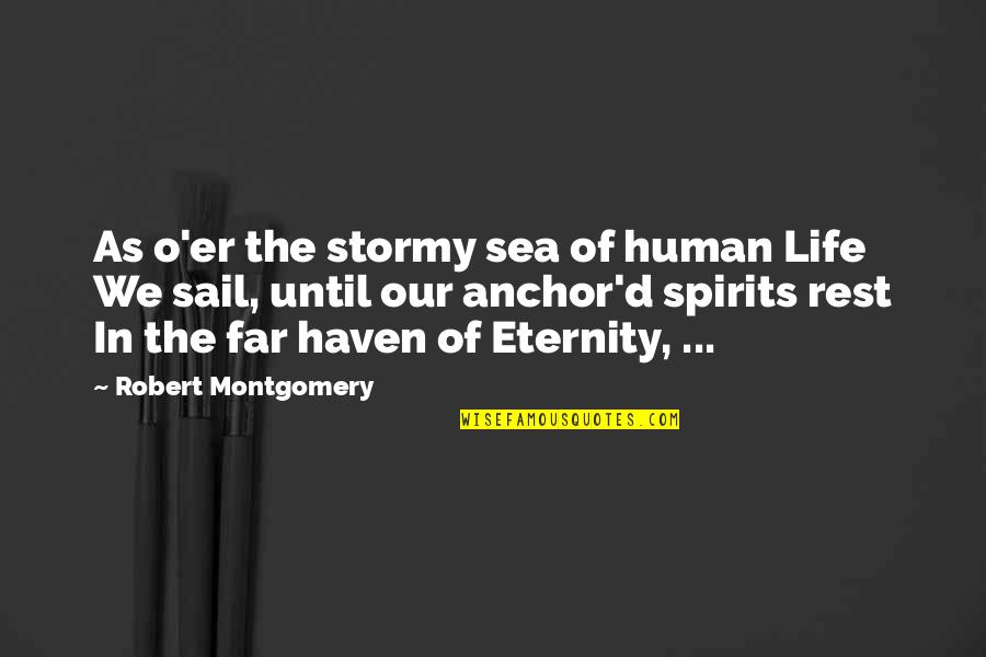 Spirits And Death Quotes By Robert Montgomery: As o'er the stormy sea of human Life