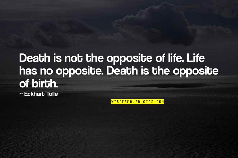 Spiritual Birth Quotes By Eckhart Tolle: Death is not the opposite of life. Life