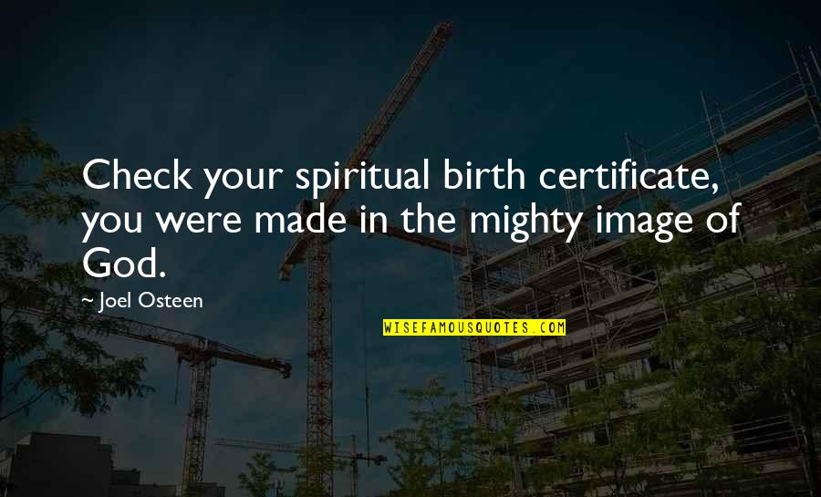 Spiritual Birth Quotes By Joel Osteen: Check your spiritual birth certificate, you were made