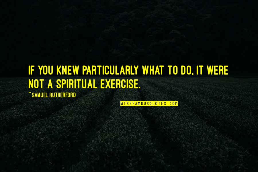 Spiritual Exercises Quotes By Samuel Rutherford: If you knew particularly what to do, it