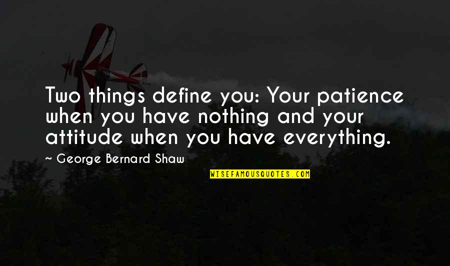 Spiritual Failure Quotes By George Bernard Shaw: Two things define you: Your patience when you Spiritual Failure Quotes By George Bernard Shaw: Two things define you: Your patience when you