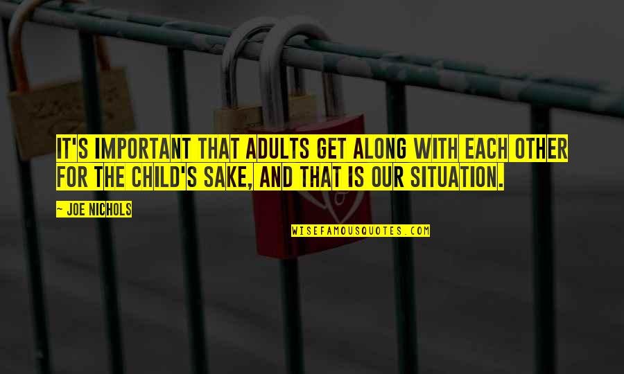 Spiritual Heartaches Quotes By Joe Nichols: It's important that adults get along with each