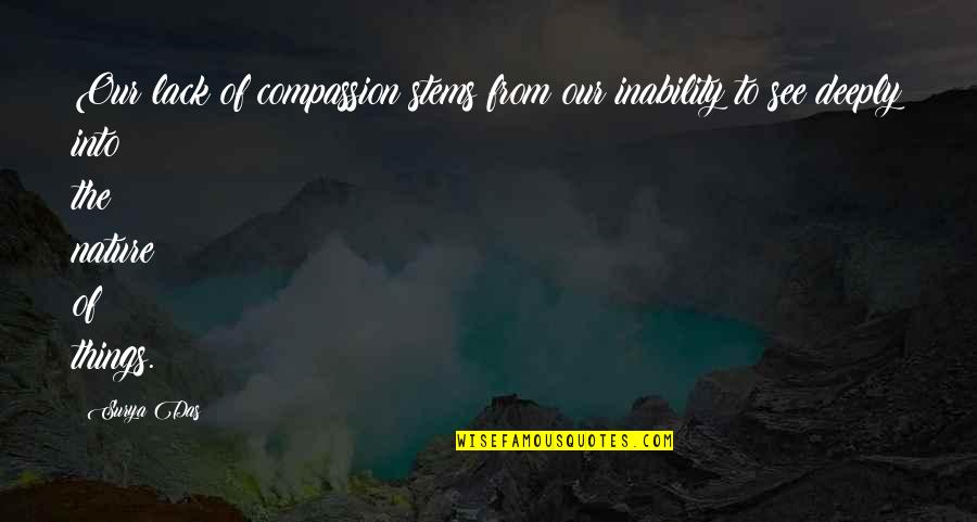 Spirituality And Nature Quotes By Surya Das: Our lack of compassion stems from our inability