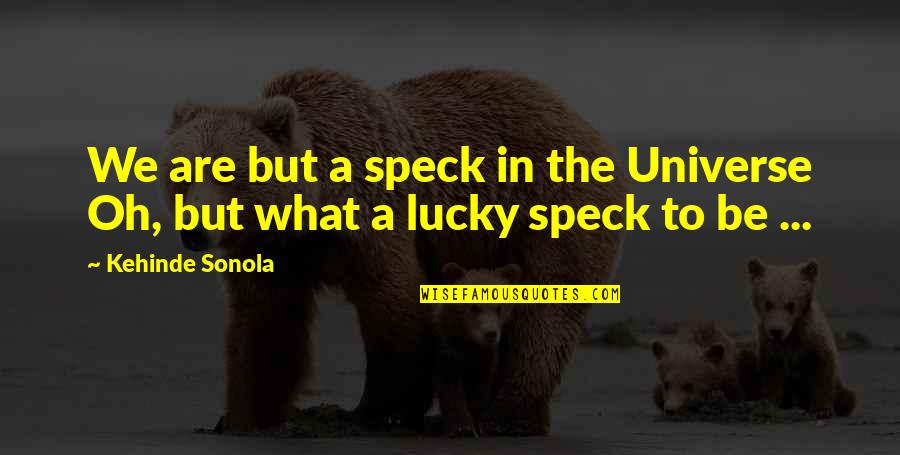 Spirituality And The Universe Quotes By Kehinde Sonola: We are but a speck in the Universe
