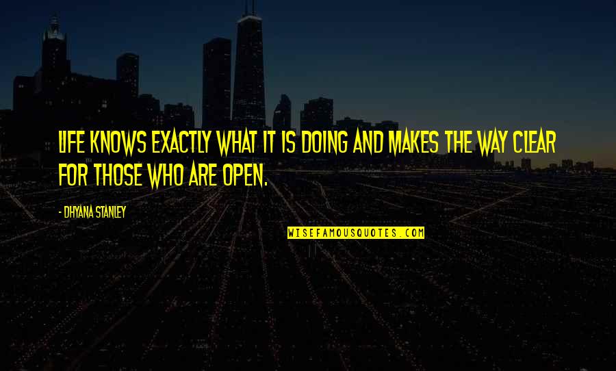 Spirituality Life Quotes By Dhyana Stanley: Life knows exactly what it is doing and