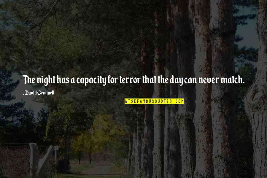 Spissistilus Quotes By David Gemmell: The night has a capacity for terror that