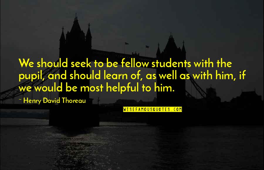 Spiteful Behavior Quotes By Henry David Thoreau: We should seek to be fellow students with