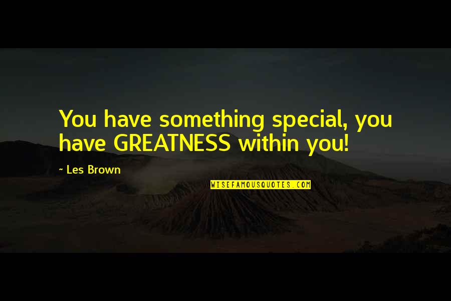 Spitefully Quotes By Les Brown: You have something special, you have GREATNESS within