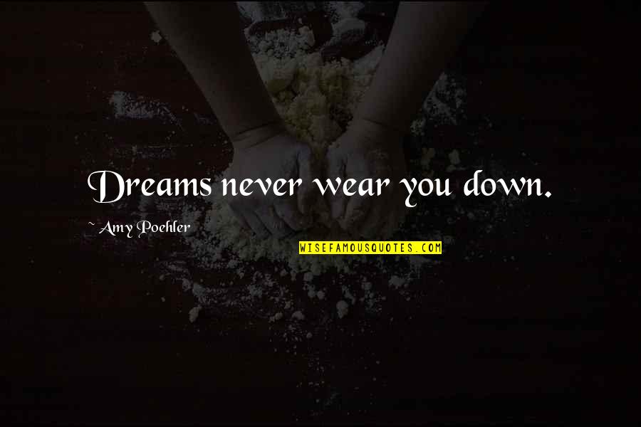 Spiver Decora Quotes By Amy Poehler: Dreams never wear you down.