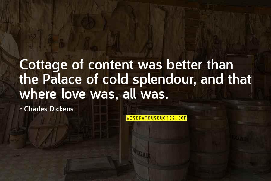 Splendour Quotes By Charles Dickens: Cottage of content was better than the Palace