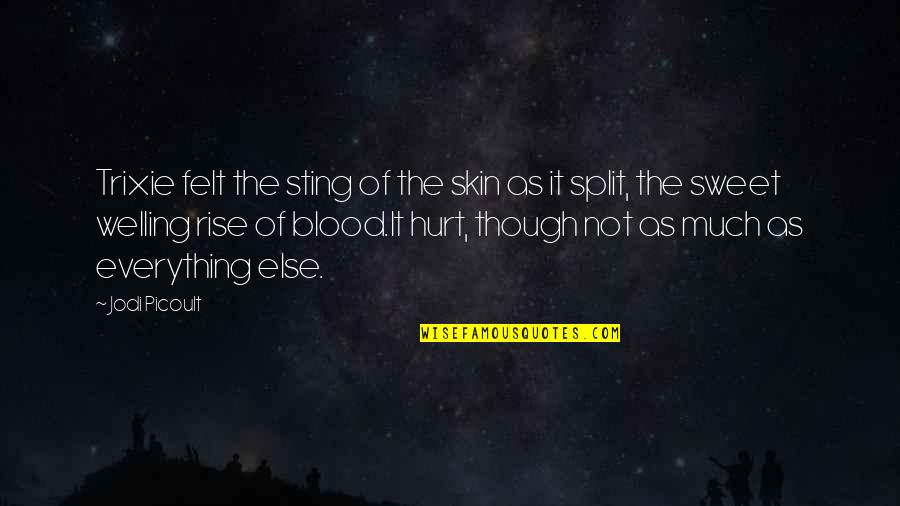 Split Quotes By Jodi Picoult: Trixie felt the sting of the skin as