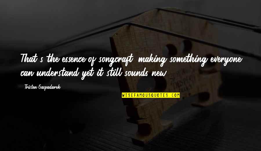 Splotched Turkey Quotes By Tristen Gaspadarek: That's the essence of songcraft: making something everyone