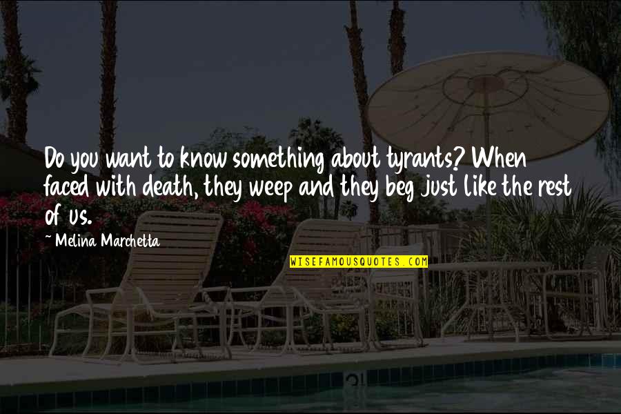 Spoiling Someone's Life Quotes By Melina Marchetta: Do you want to know something about tyrants?