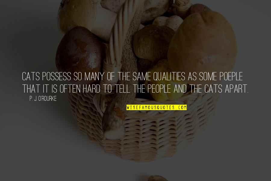 Spoke Zarathustra Quotes By P. J. O'Rourke: Cats possess so many of the same qualities Spoke Zarathustra Quotes By P. J. O'Rourke: Cats possess so many of the same qualities