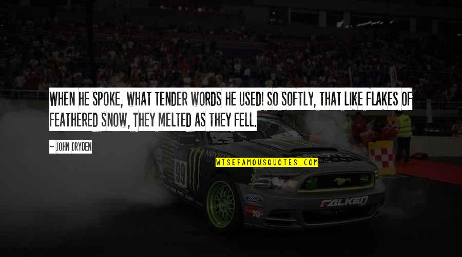 Spokes Quotes By John Dryden: When he spoke, what tender words he used! Spokes Quotes By John Dryden: When he spoke, what tender words he used!