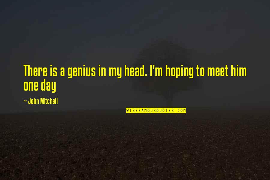 Spollenstown Quotes By John Mitchell: There is a genius in my head. I'm Spollenstown Quotes By John Mitchell: There is a genius in my head. I'm
