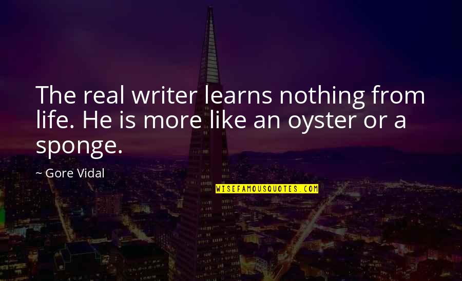 Sponge Quotes By Gore Vidal: The real writer learns nothing from life. He