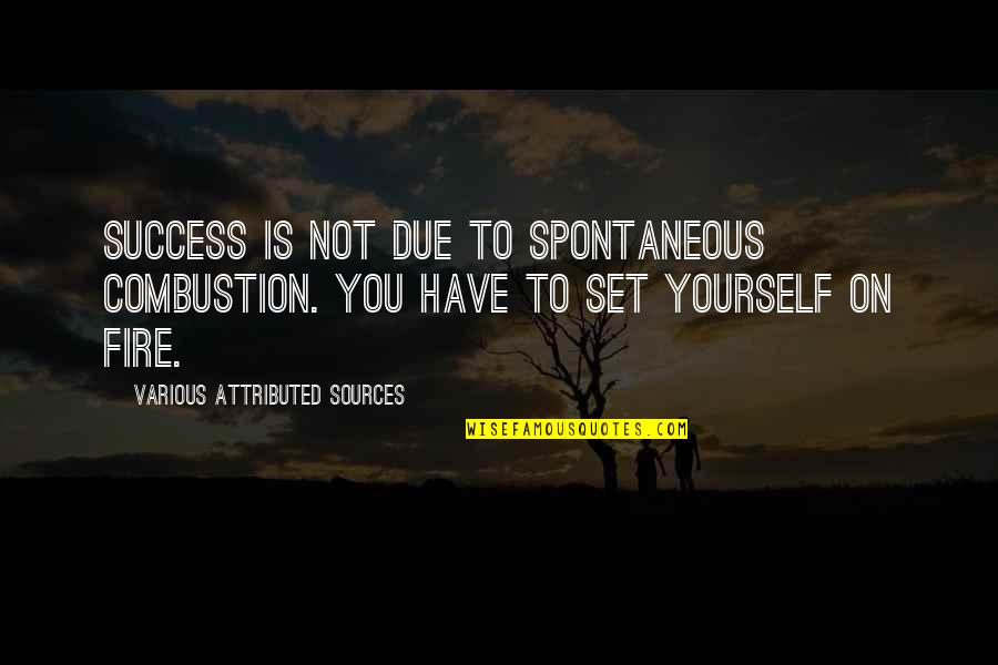 Spontaneous Combustion Quotes By Various Attributed Sources: Success is not due to spontaneous combustion. You