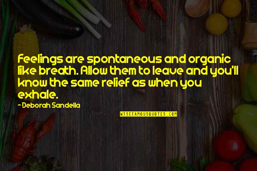Spontaneous Quotes By Deborah Sandella: Feelings are spontaneous and organic like breath. Allow