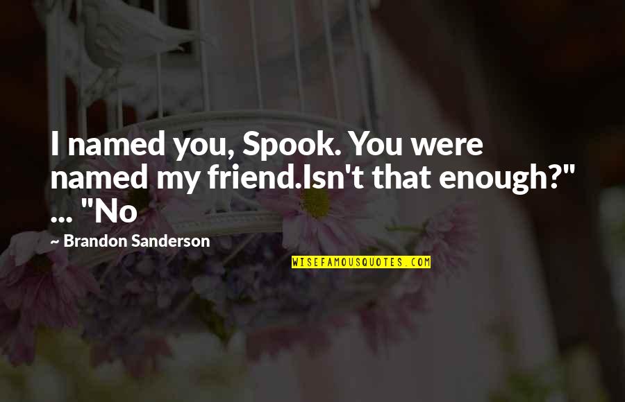 Spook Quotes By Brandon Sanderson: I named you, Spook. You were named my Spook Quotes By Brandon Sanderson: I named you, Spook. You were named my