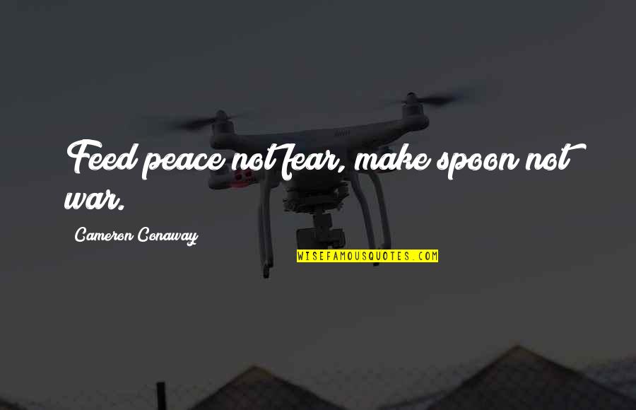 Spoon Feed Quotes By Cameron Conaway: Feed peace not fear, make spoon not war.
