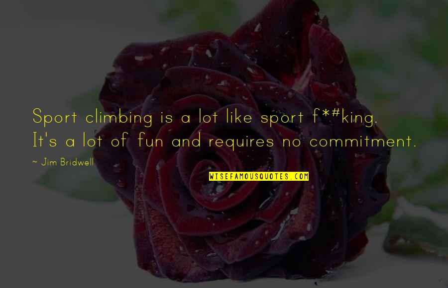 Sport Commitment Quotes By Jim Bridwell: Sport climbing is a lot like sport f*#king.