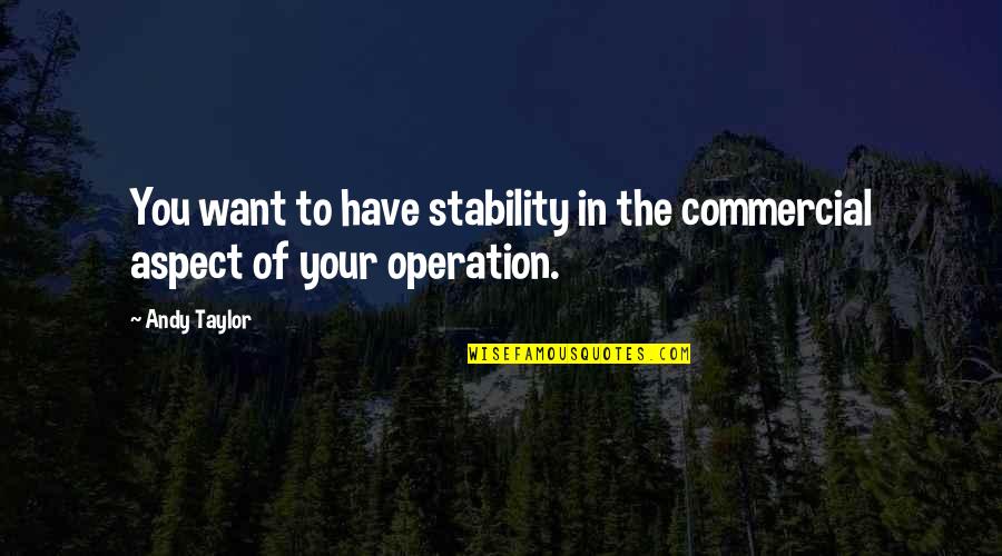 Sportarten Olympiade Quotes By Andy Taylor: You want to have stability in the commercial