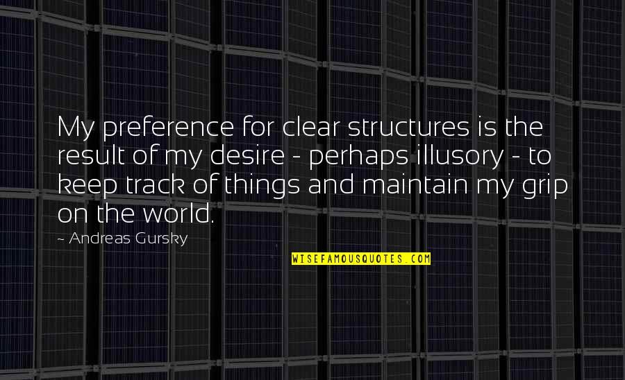 Sporting Passion Quotes By Andreas Gursky: My preference for clear structures is the result