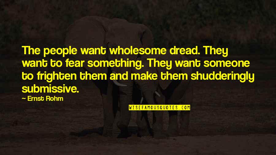 Sports Analyst Quotes By Ernst Rohm: The people want wholesome dread. They want to